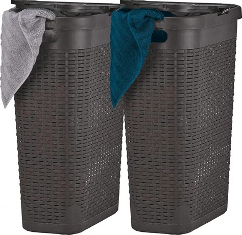 tall slim plastic laundry hamper.